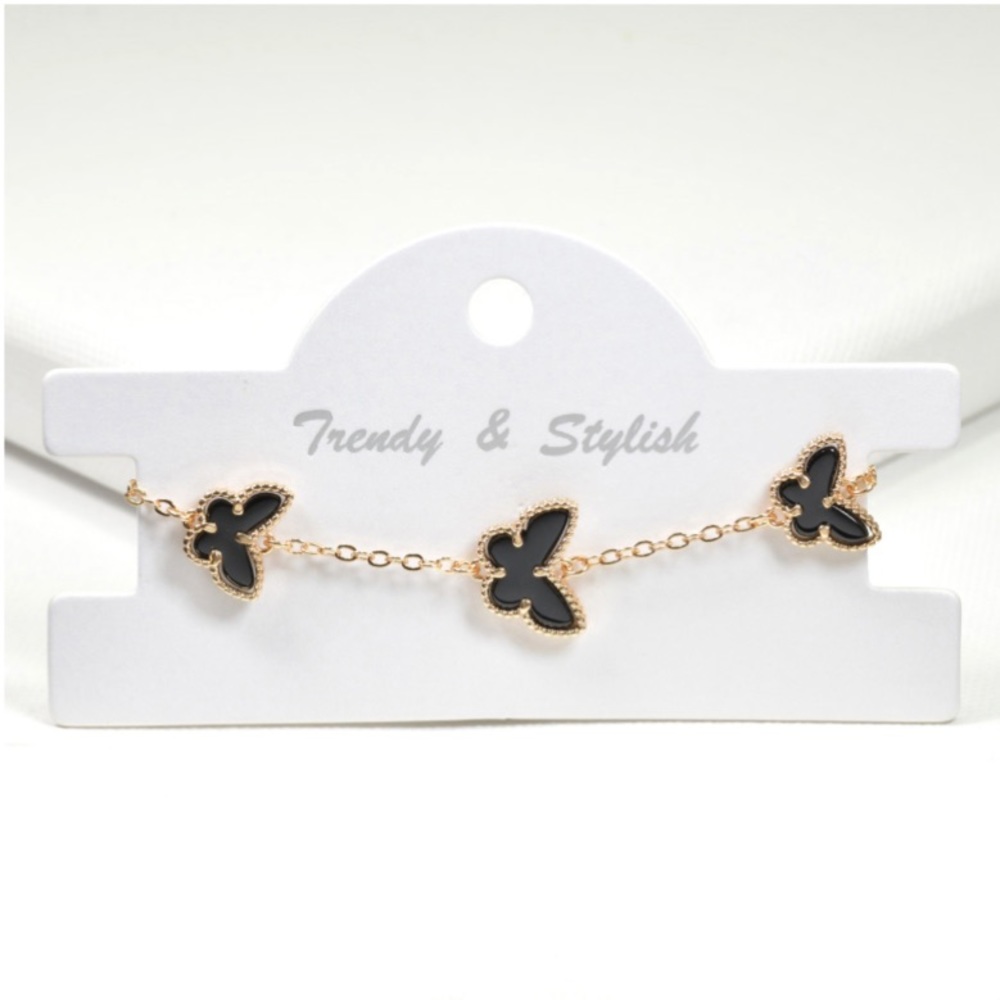 Black/ gold butterfly necklace